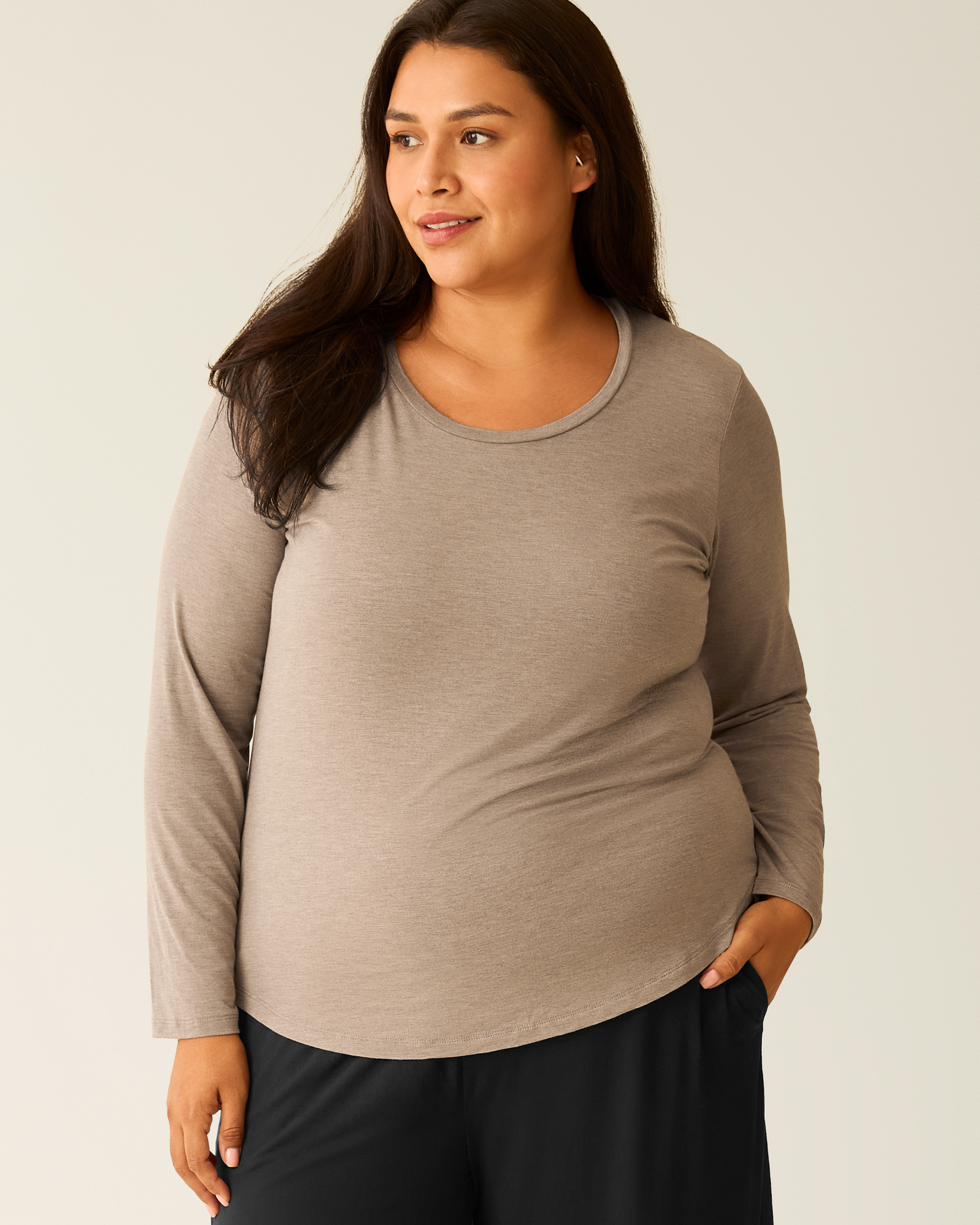 Bamboo Maternity & Nursing Long Sleeve T-shirt | Wheat