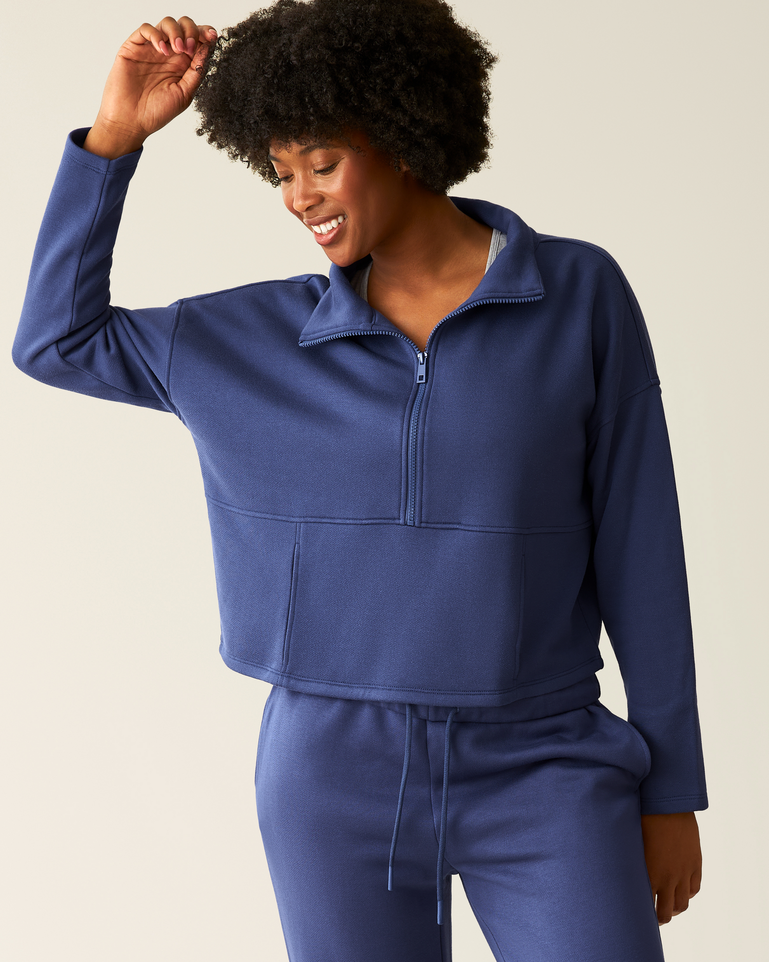 Cloud Fleece Half Zip Nursing Pullover | Deep Blue