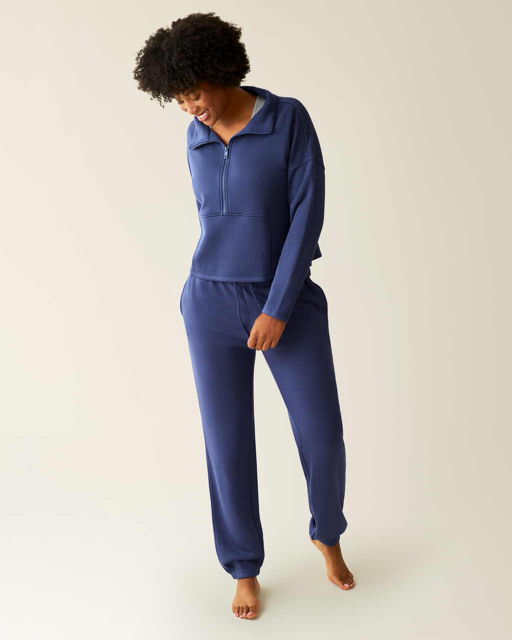 Cloud Fleece Half Zip Nursing Pullover | Deep Blue