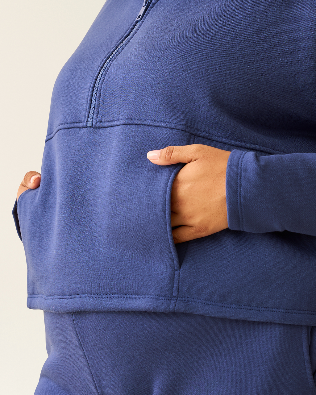Cloud Fleece Half Zip Nursing Pullover | Deep Blue