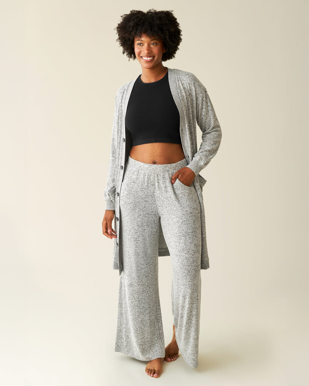 CozyKnit Wide Leg Lounge Pant | Grey Heather