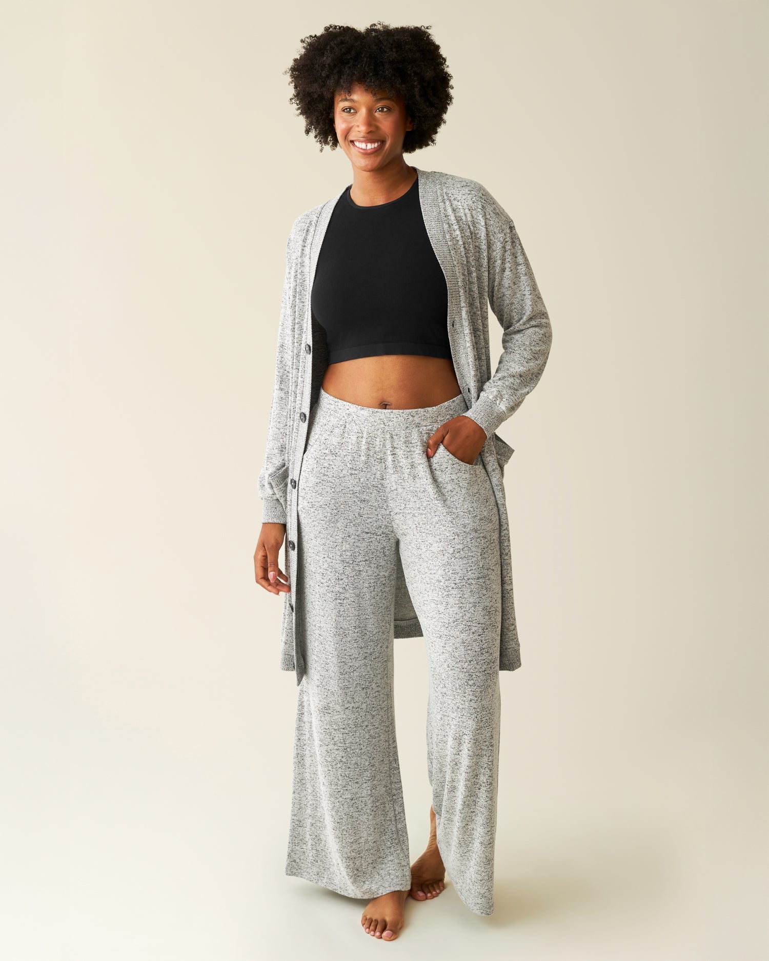 CozyKnit Wide Leg Lounge Pant | Grey Heather