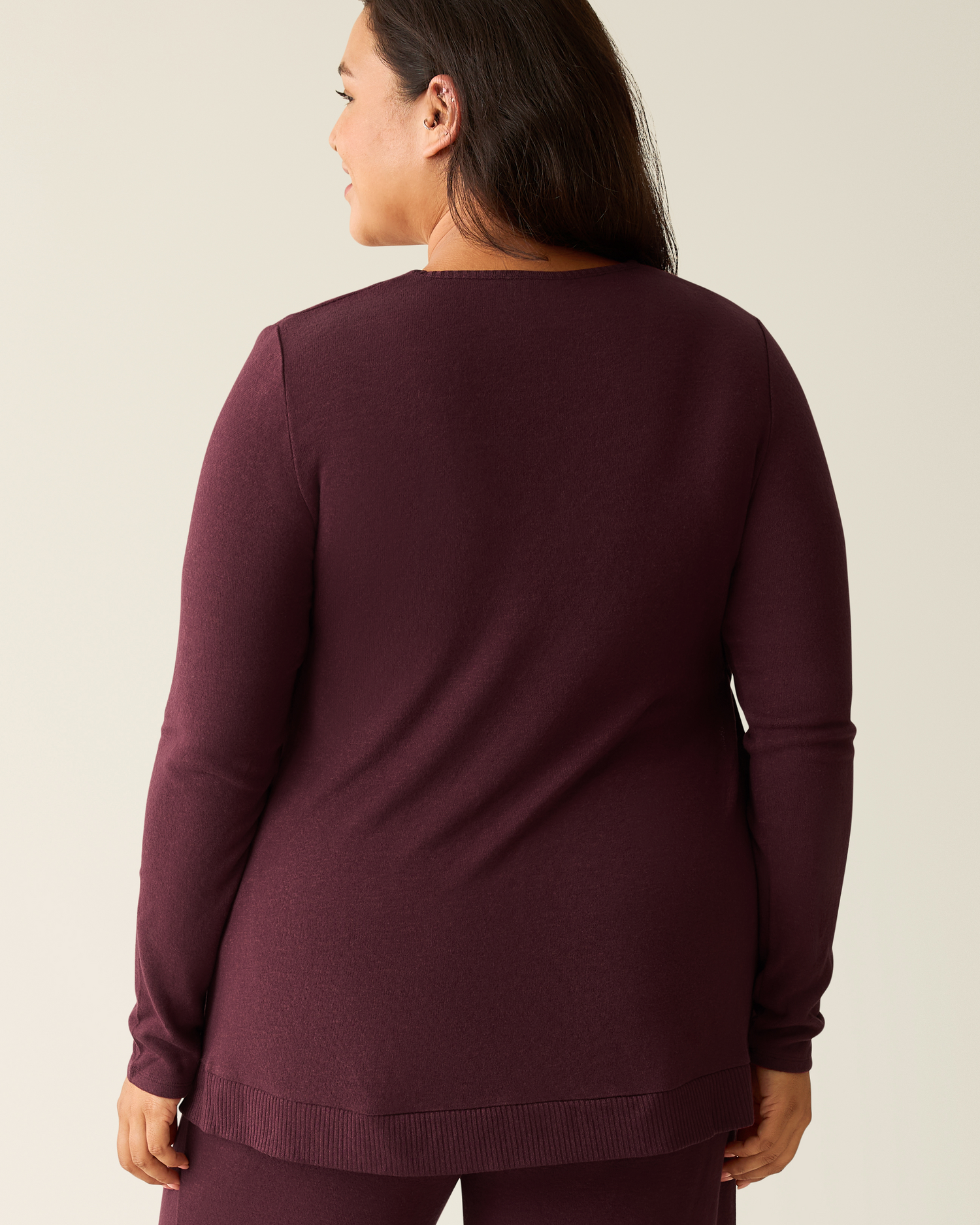 CozyKnit Maternity & Nursing V-neck Top | Deep Burgundy