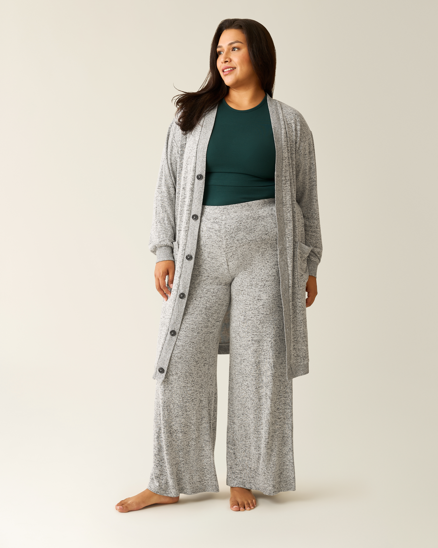 CozyKnit Wide Leg Lounge Pant | Grey Heather